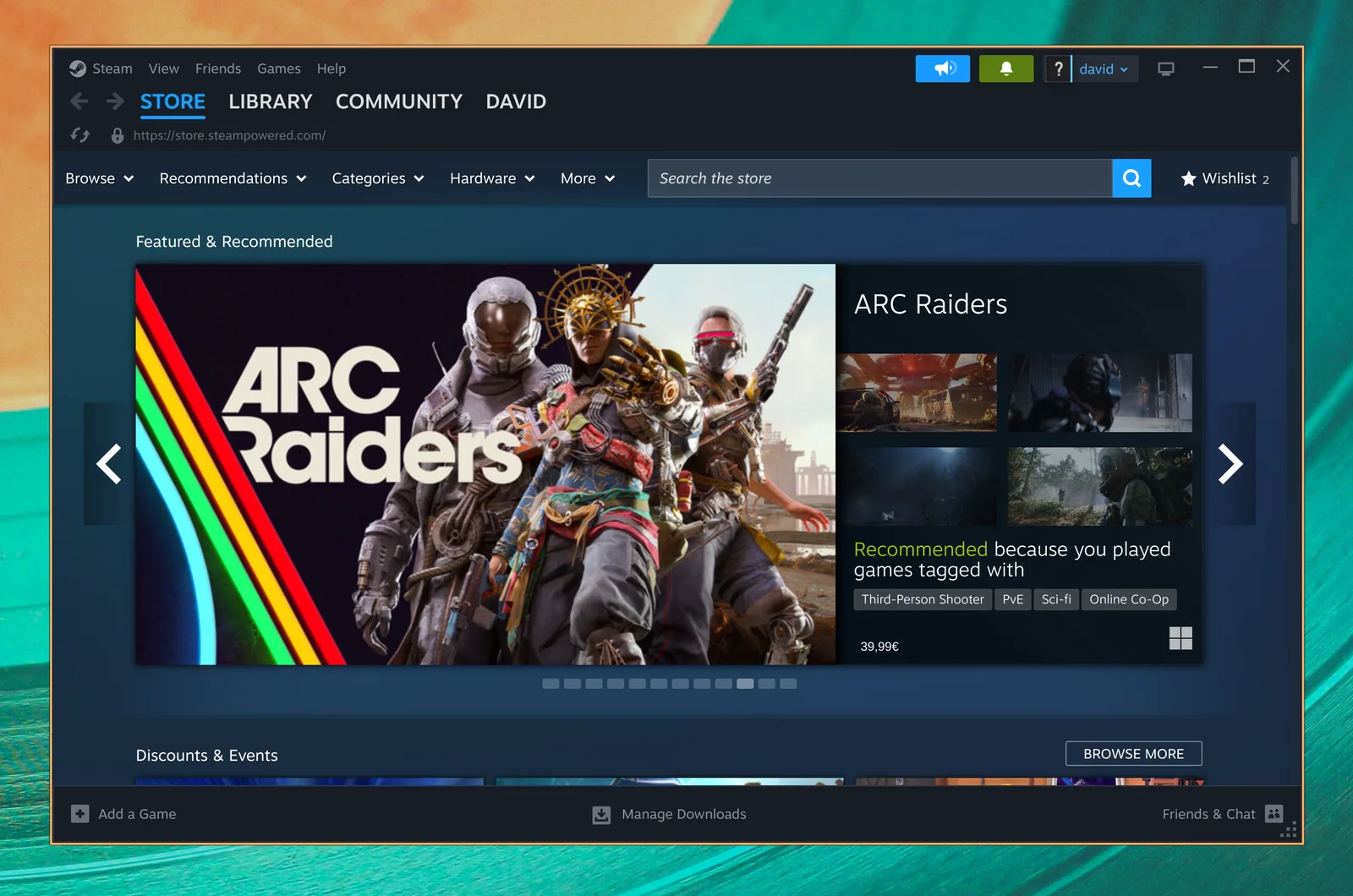 Steam показва своя магазин за игри на Omarchy
